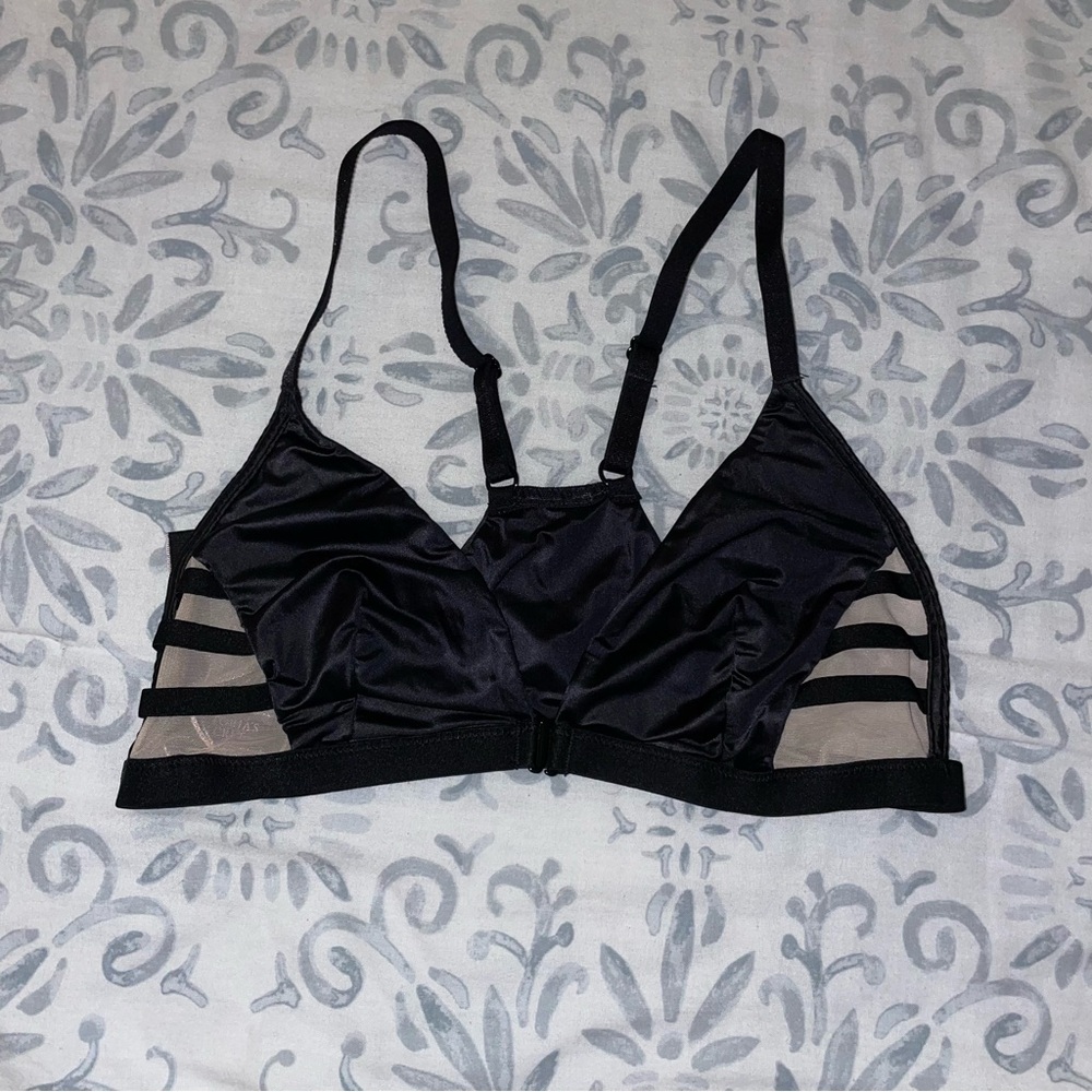 Victoria’s Secret Black Satin Nude Mesh Bralette